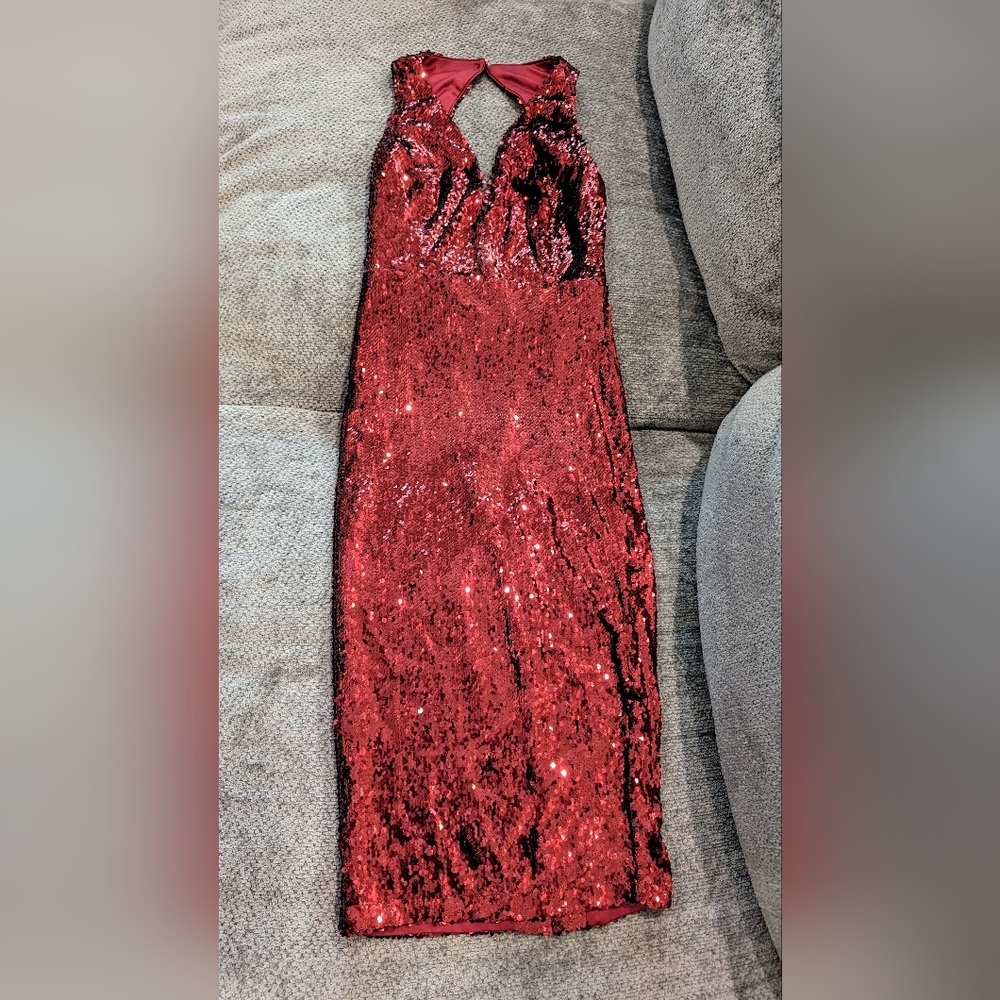 Red Cocktail sequin dress